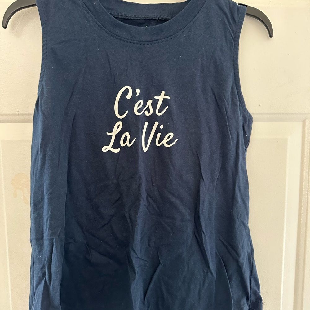 2/$15 Navy Blue Graphic Tank
